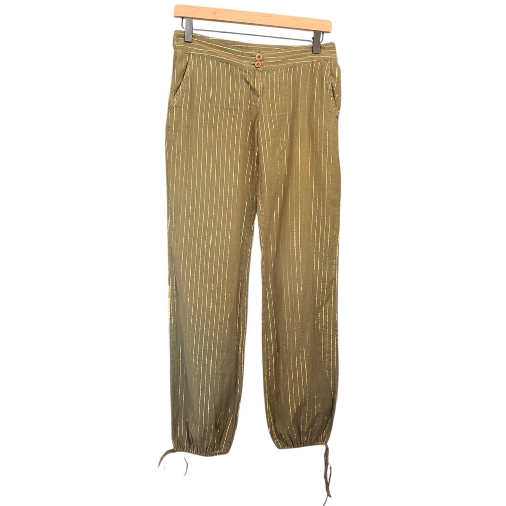 H&M Olive w/ Gold Strips Low Rise Y2K Pants